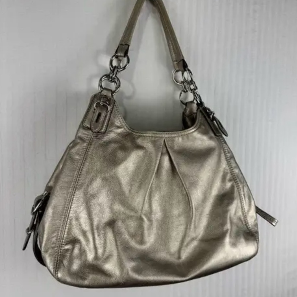 Large COACH metallic boho bag.